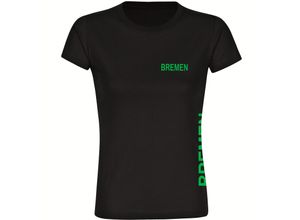 4068859165567 - multifanshop Damen T-Shirt - Bremen - Brust & Seite - Druck grün - Frauen