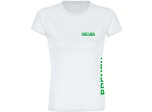 4068859165628 - multifanshop Damen T-Shirt - Bremen - Brust & Seite - Druck grün - Frauen