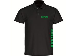 4068859165925 - multifanshop® Poloshirt - Bremen - Brust & Seite - Druck grün