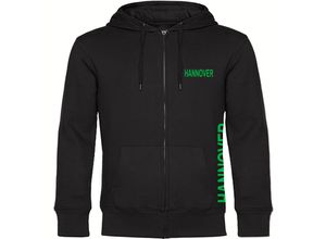 4068859167011 - multifanshop Kapuzen Sweatshirt Jacke - Hannover - Brust & Seite - Druck grün - Sweat