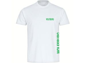 4068859168018 - multifanshop® Herren T-Shirt - Wolfsburg - Brust & Seite - Druck grün