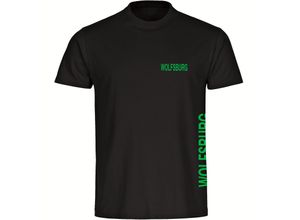 4068859168353 - multifanshop® Kinder T-Shirt - Wolfsburg - Brust & Seite - Druck grün