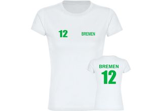 4068859169077 - multifanshop® Damen T-Shirt - Bremen - Trikot Nummer 12 - Druck grün