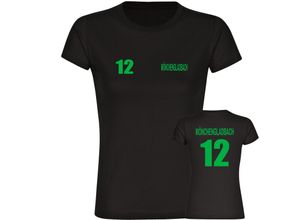 4068859170271 - multifanshop Damen T-Shirt - Mönchengladbach - Trikot Nummer 12 - Druck grün - Frauen