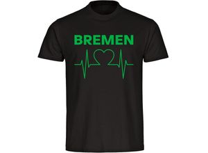 4068859171803 - multifanshop Herren T-Shirt - Bremen - Herzschlag - Druck grün - Männer