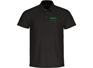 4068859172176 - multifanshop® Poloshirt - Bremen - Herzschlag - Druck grün