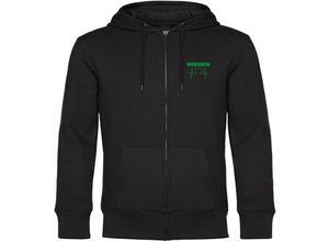 4068859172343 - multifanshop® Kapuzen Sweatshirt Jacke - Bremen - Herzschlag - Druck grün