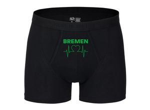 4068859172398 - multifanshop® Herren Boxer Short - Bremen - Herzschlag - Druck grün