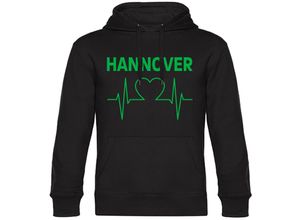 4068859173180 - multifanshop Kapuzen Sweatshirt - Hannover - Herzschlag - Druck grün - Hoodie