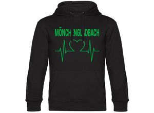 4068859174064 - multifanshop® Kapuzen Sweatshirt - Mönchengladbach - Herzschlag - Druck grün