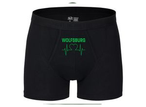 4068859175030 - multifanshop® Herren Boxer Short - Wolfsburg - Herzschlag - Druck grün