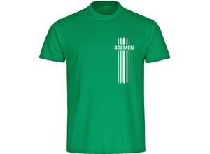 4068859175344 - multifanshop® Herren T-Shirt - Bremen - Streifen - Druck weiß