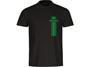 4068859175580 - multifanshop Kinder T-Shirt - Bremen - Streifen - Druck grün - Kind