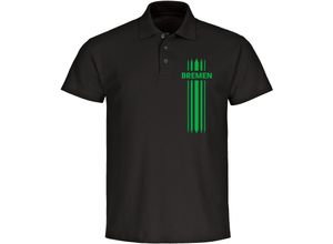 4068859175672 - multifanshop® Poloshirt - Bremen - Streifen - Druck grün