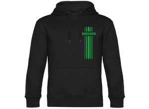 4068859175795 - multifanshop® Kapuzen Sweatshirt - Bremen - Streifen - Druck grün