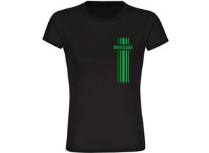4068859176785 - multifanshop Damen T-Shirt - Mönchengladbach - Streifen - Druck grün - Frauen