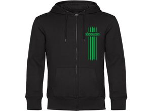 4068859177171 - multifanshop® Kapuzen Sweatshirt Jacke - Mönchengladbach - Streifen - Druck grün