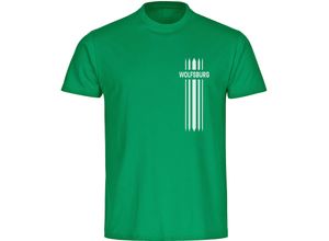 4068859177638 - multifanshop Kinder T-Shirt - Wolfsburg - Streifen - Druck weiß - Kind