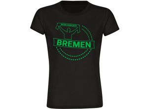 4068859178079 - multifanshop Damen T-Shirt - Bremen - Meine Fankurve - Druck grün - Frauen