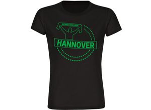 4068859178680 - multifanshop Damen T-Shirt - Hannover - Meine Fankurve - Druck grün - Frauen