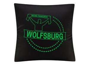 4068859180331 - multifanshop® Kissenbezug - Wolfsburg - Meine Fankurve - Druck grün