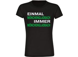 4068859180850 - multifanshop Damen T-Shirt - Mönchengladbach - Einmal Immer - Druck grün - Frauen