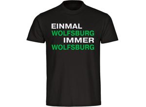 4068859180966 - multifanshop Herren T-Shirt - Wolfsburg - Einmal Immer - Druck grün - Männer