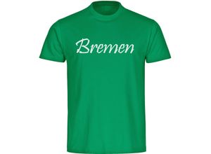 4068859183448 - multifanshop® Herren T-Shirt - Bremen - Schriftzug - Druck weiß