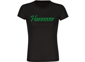 4068859183943 - multifanshop® Damen T-Shirt - Hannover - Schriftzug - Druck grün