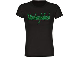 4068859184308 - multifanshop Damen T-Shirt - Mönchengladbach - Schriftzug - Druck grün - Frauen