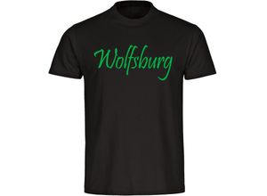 4068859184605 - multifanshop® Herren T-Shirt - Wolfsburg - Schriftzug - Druck grün