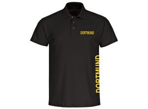 4068859186364 - multifanshop® Poloshirt - Dortmund - Brust & Seite - Druck gelb