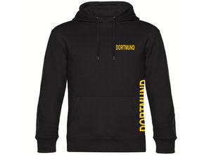 4068859186456 - multifanshop® Kapuzen Sweatshirt - Dortmund - Brust & Seite - Druck gelb - Hoodie