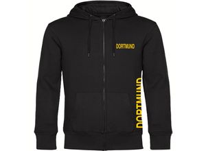 4068859186531 - multifanshop® Kapuzen Sweatshirt Jacke - Dortmund - Brust & Seite - Druck gelb