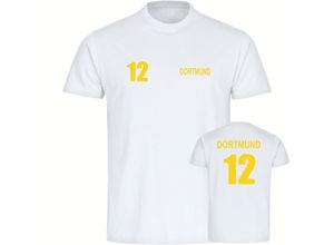 4068859186647 - multifanshop® Herren T-Shirt - Dortmund - Trikot Nummer 12 - Druck gelb - Männer