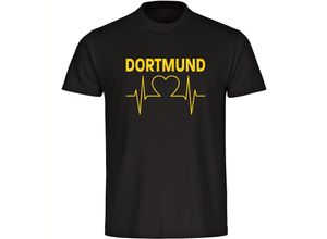 4068859187347 - multifanshop® Herren T-Shirt - Dortmund - Herzschlag - Druck gelb - Männer