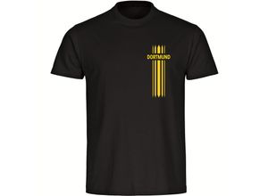 4068859188153 - multifanshop® Herren T-Shirt - Dortmund - Streifen - Druck gelb - Männer