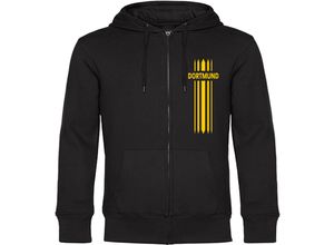 4068859188771 - multifanshop® Kapuzen Sweatshirt Jacke - Dortmund - Streifen - Druck gelb - Sweat