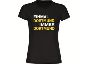 4068859189464 - multifanshop® Damen T-Shirt - Dortmund - Einmal Immer - Druck gelb - Frauen