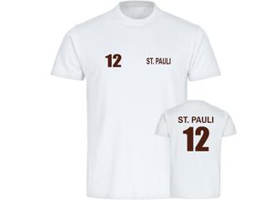 4068859192167 - multifanshop Herren T-Shirt - St Pauli - Trikot Nummer 12 - Druck braun - Männer