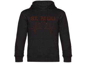 4068859193683 - multifanshop® Kapuzen Sweatshirt - St Pauli - Herzschlag - Druck braun