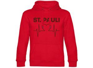 4068859193751 - multifanshop Kapuzen Sweatshirt - St Pauli - Herzschlag - Druck braun - Hoodie