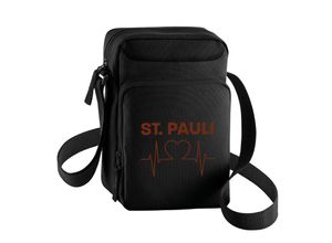 4068859193980 - multifanshop Umhängetasche - St Pauli - Herzschlag - Druck braun - Tasche