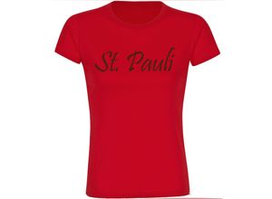 4068859197322 - multifanshop Damen T-Shirt - St Pauli - Schriftzug - Druck braun - Frauen