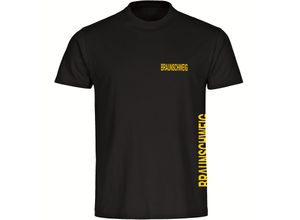 4068859197711 - multifanshop Herren T-Shirt - Braunschweig - Brust & Seite - Druck gelb - Männer