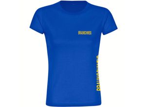 4068859198152 - multifanshop® Damen T-Shirt - Braunschweig - Brust & Seite - Druck gelb