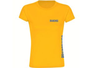 4068859198190 - multifanshop Damen T-Shirt - Braunschweig - Brust & Seite - Druck blau - Frauen