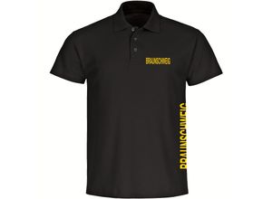 4068859198541 - multifanshop® Poloshirt - Braunschweig - Brust & Seite - Druck gelb