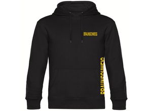 4068859198756 - multifanshop Kapuzen Sweatshirt - Braunschweig - Brust & Seite - Druck gelb - Hoodie