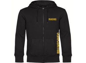 4068859198879 - multifanshop® Kapuzen Sweatshirt Jacke - Braunschweig - Brust & Seite - Druck gelb